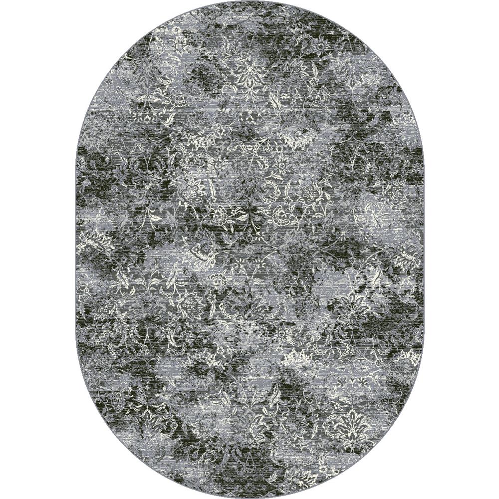 Dynamic Rugs  57558-3646 Ancient Garden 6 Ft. 7 In. X 9 Ft. 6 In. Oval Rug in Steel Blue / Cream